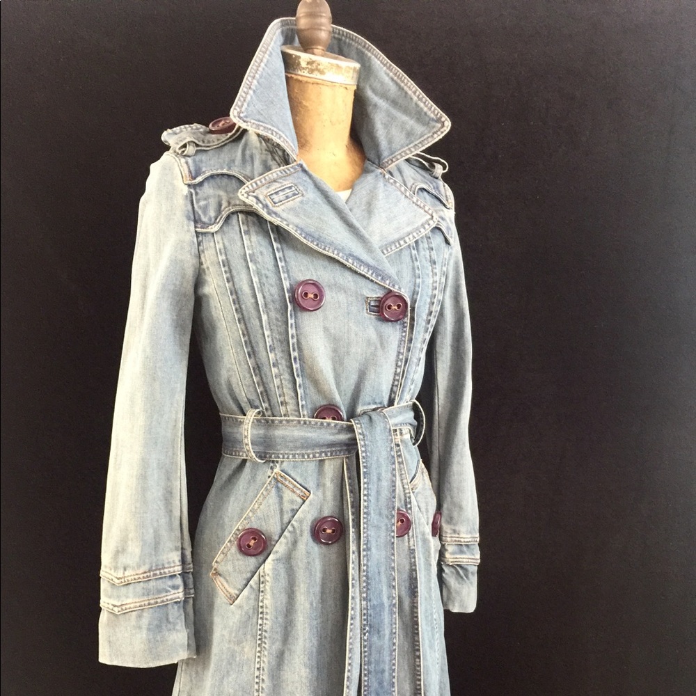 Vintage Marc Jacobs Long Denim Trench Coat XS